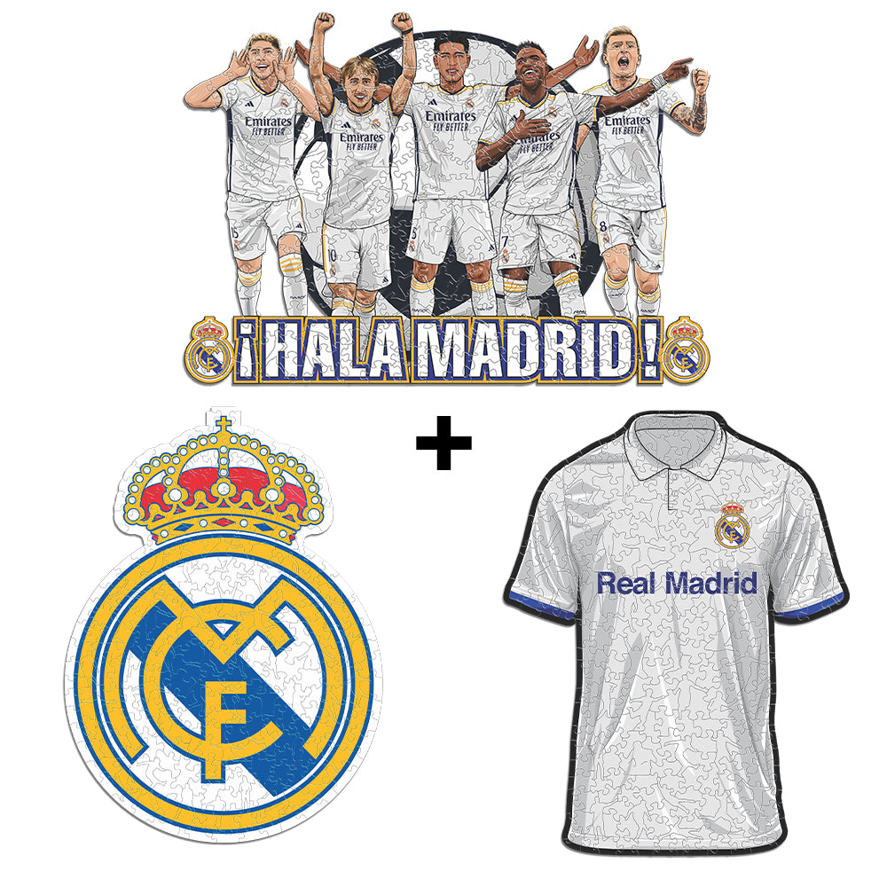 3 PACK Real Madrid CF® Logo + Camiseta + 5 Jugadores
