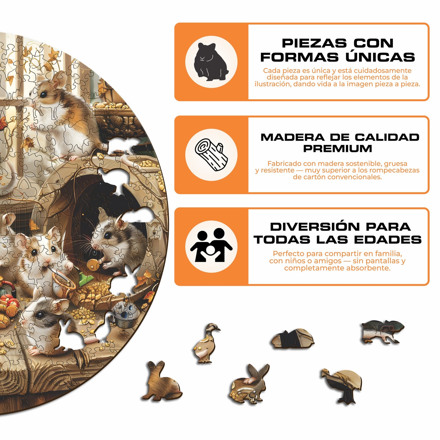 Hámsteres Curiosos - Rompecabezas de Madera