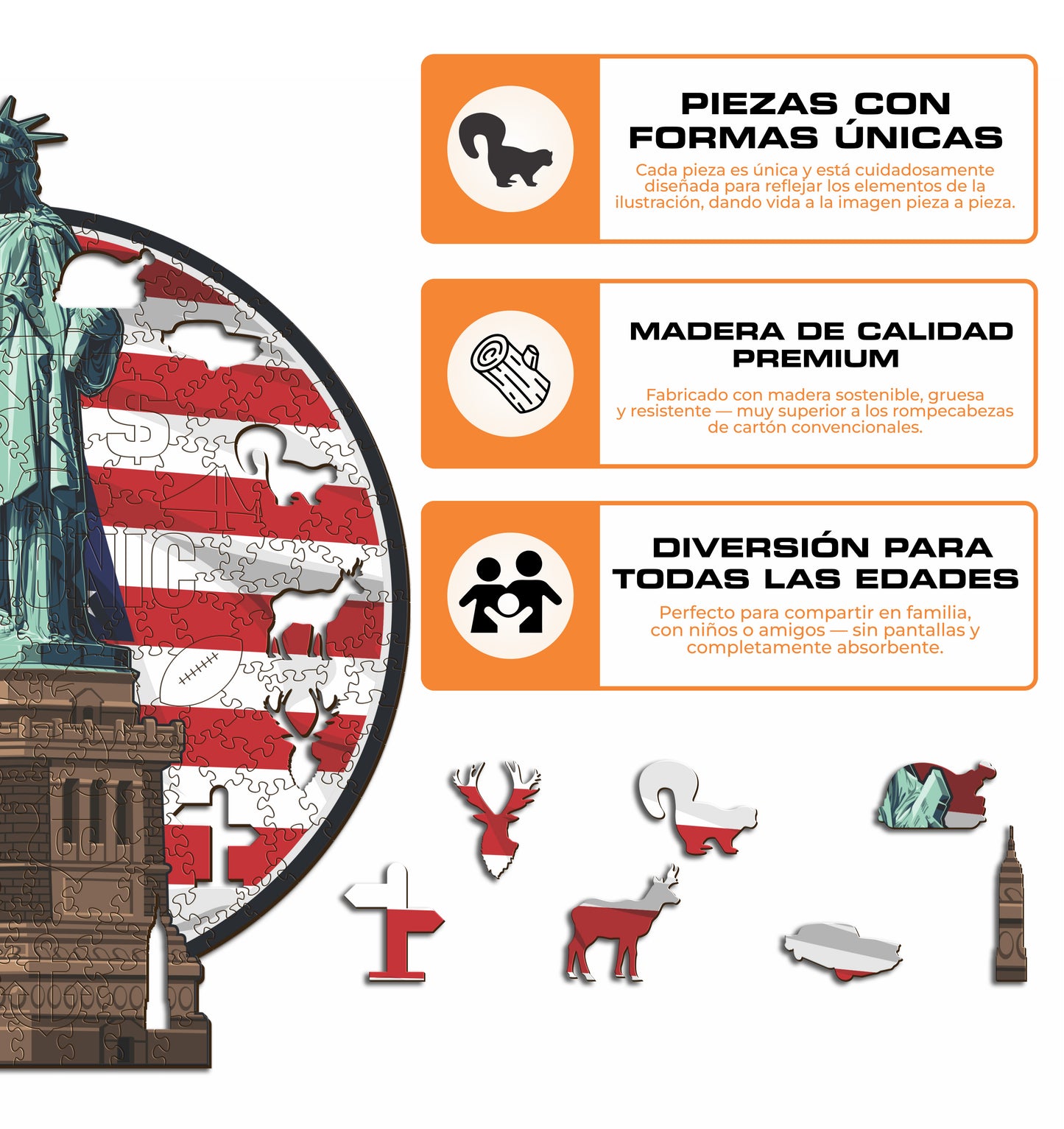 Estatua de la Libertad - Rompecabezas de Madera