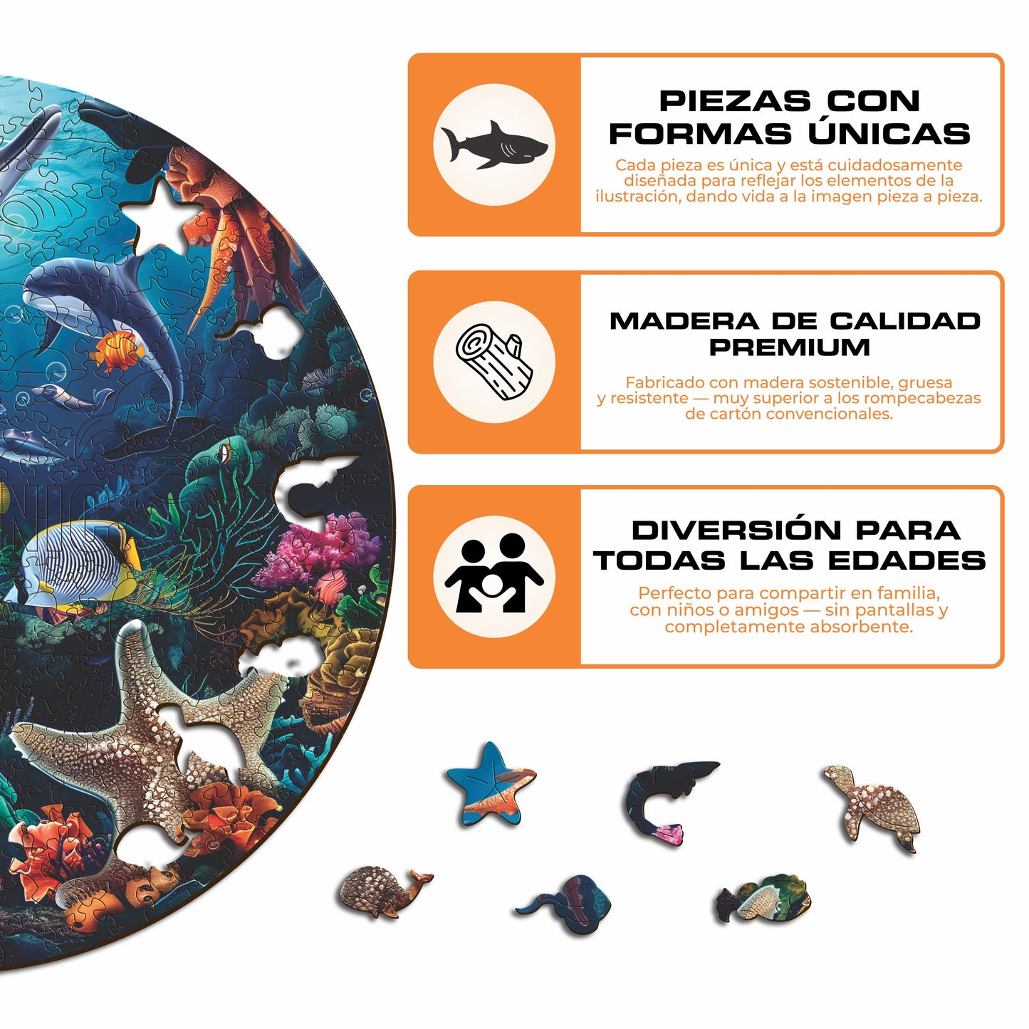 Animales Marinos - Rompecabezas de Madera