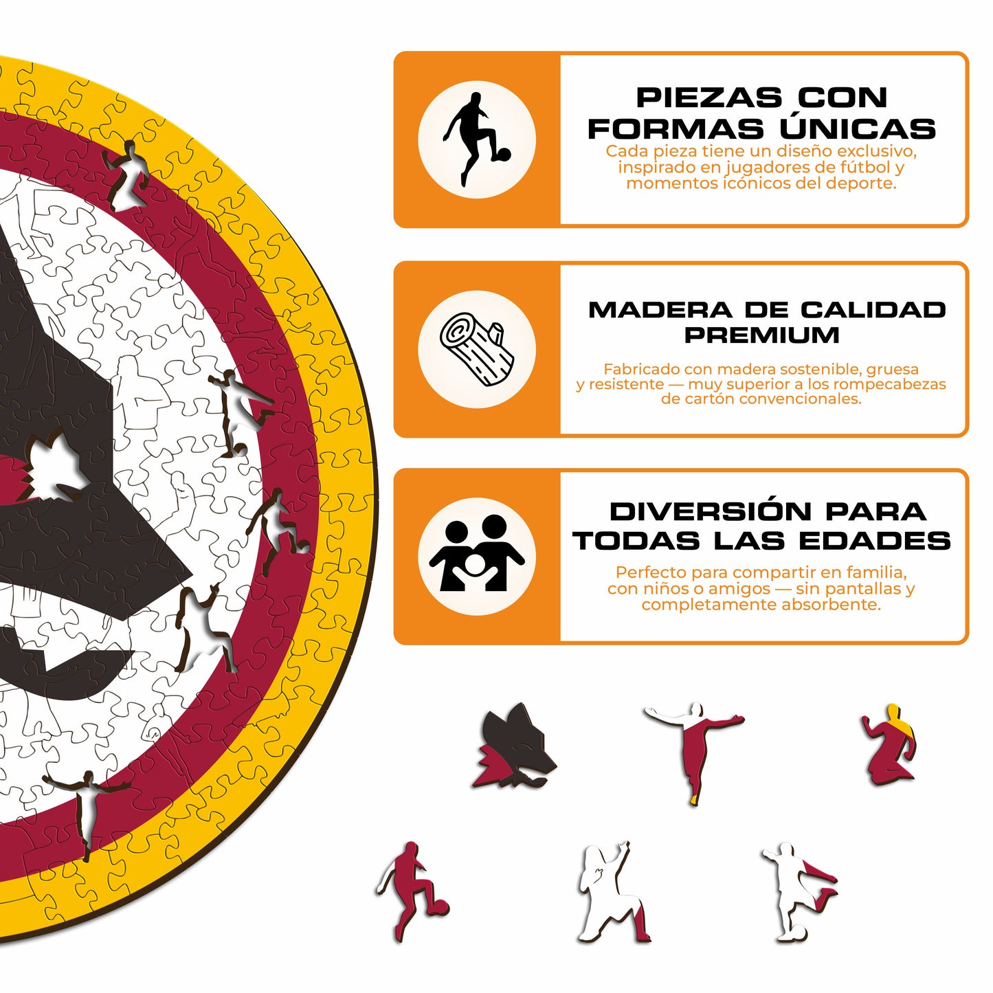 AS Roma® Logo Lupetto - Rompecabezas de Madera