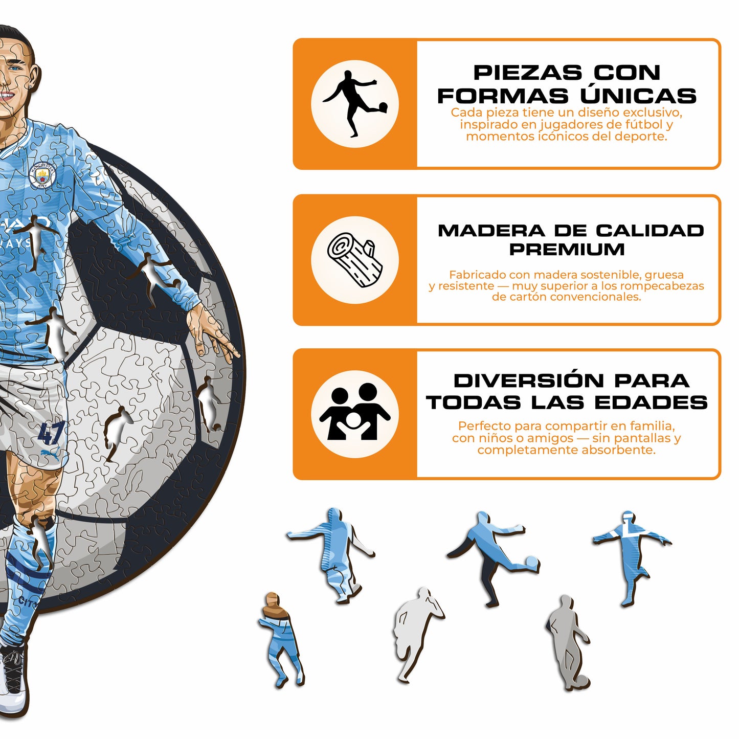 Phil Foden - Rompecabezas de Madera