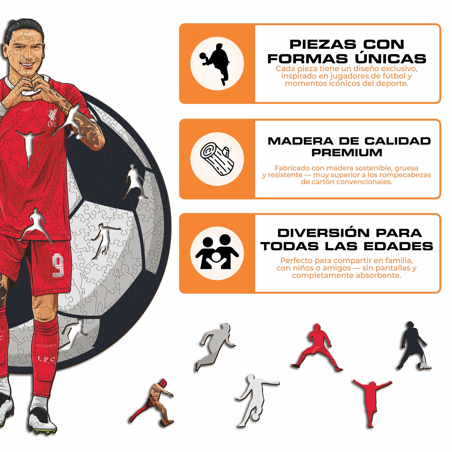 Darwin Nuñez - Rompecabezas de Madera