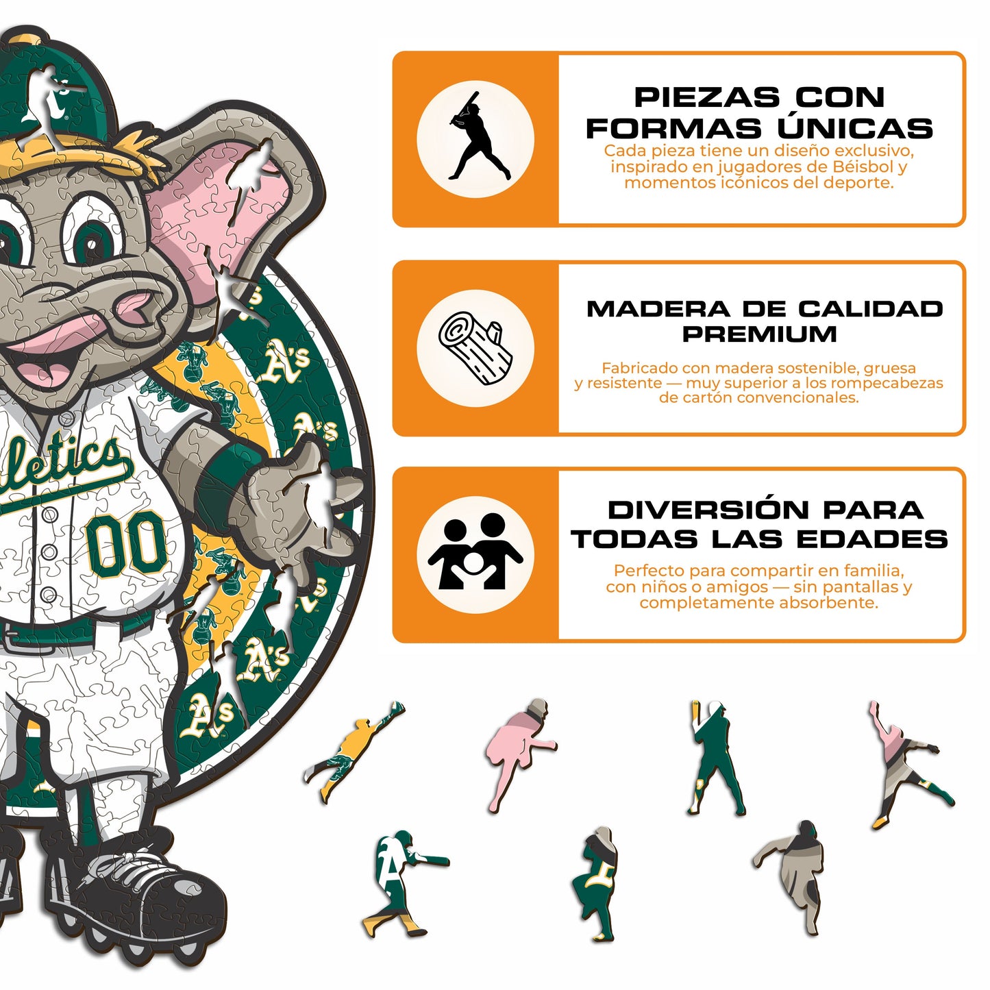 Oakland Athletics™ Mascota - Rompecabezas de Madera