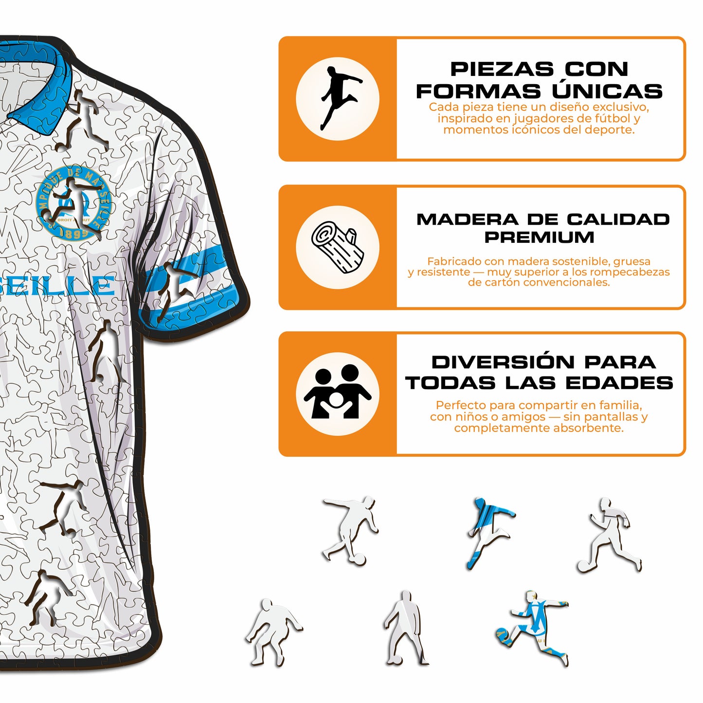 Olympique de Marseille® Camiseta - Rompecabezas de Madera Oficial