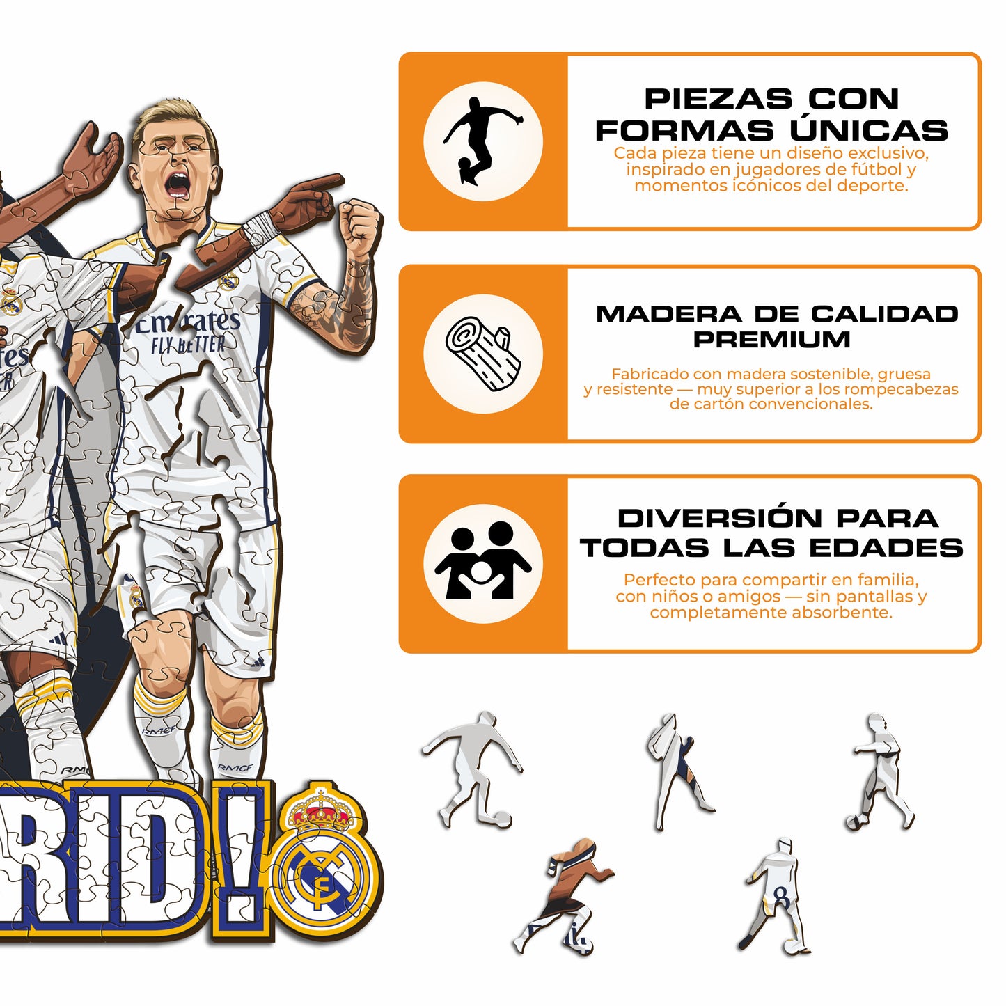 5 Jugadores Real Madrid CF® - Rompecabezas de Madera