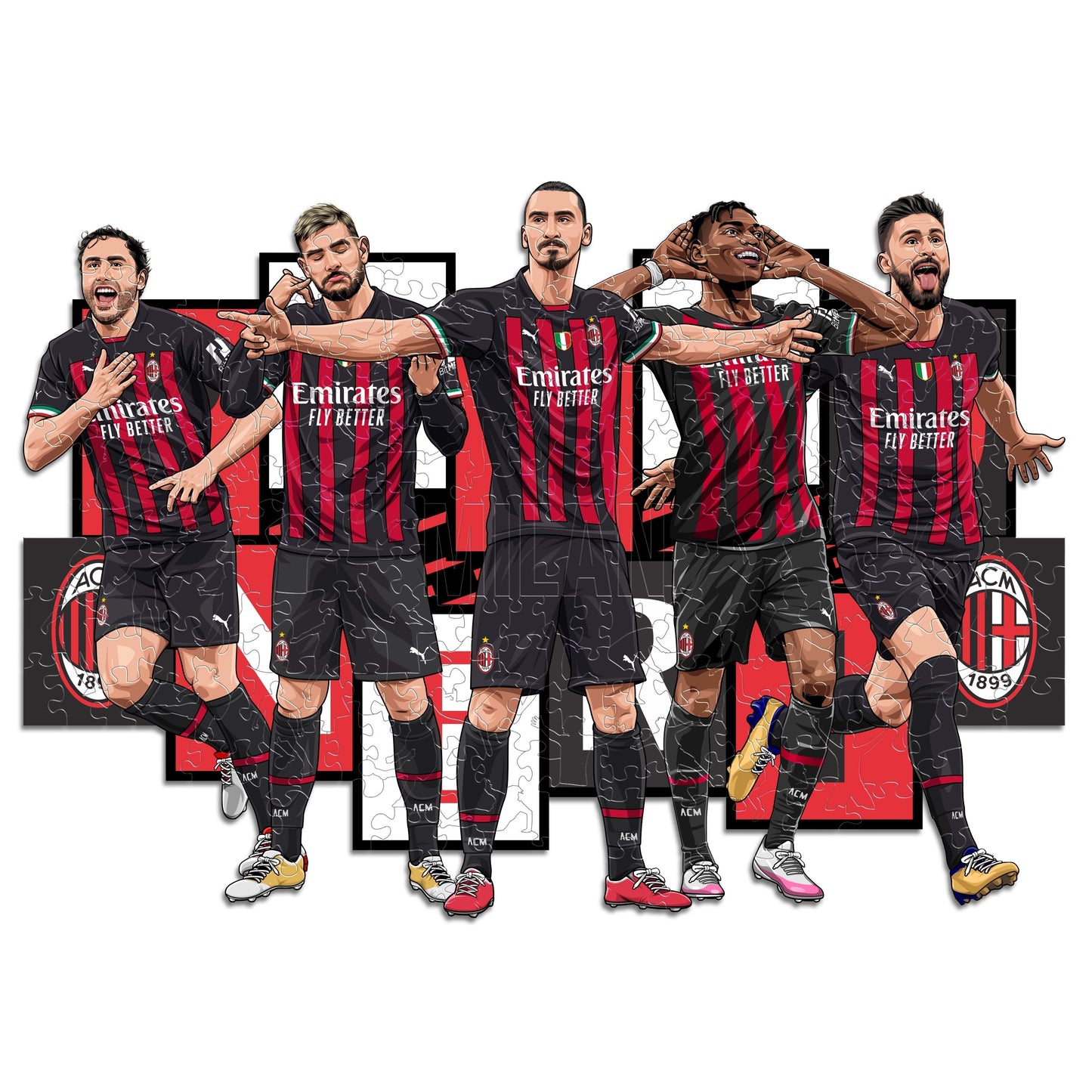 AC Milan® 5 Players - Rompecabezas de Madera (EDICIÓN LIMITADA)
