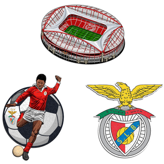 3 PACK SL Benfica® Logo + Eusebio + Estádio