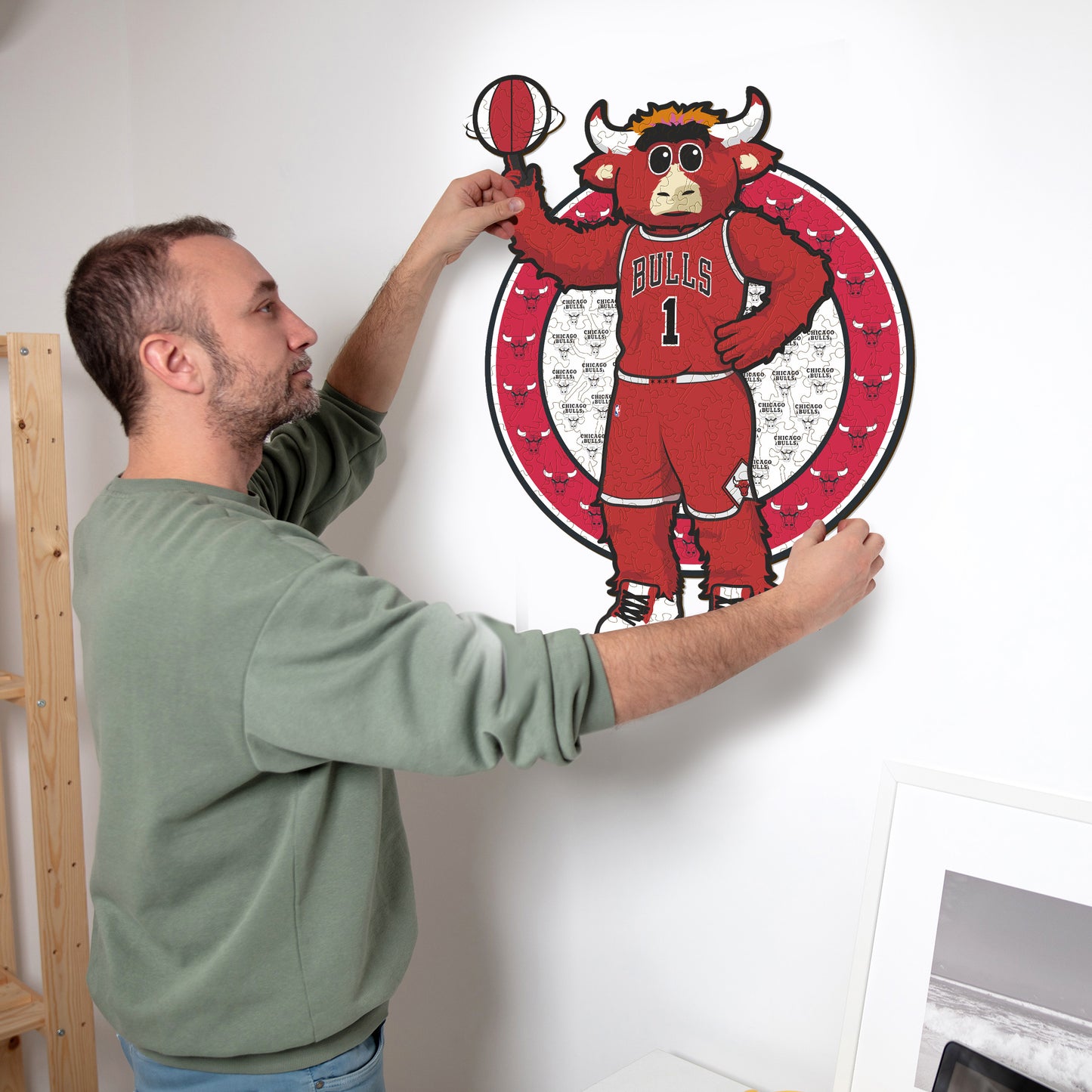 Chicago Bulls™ Mascota - Puzzle de Madera