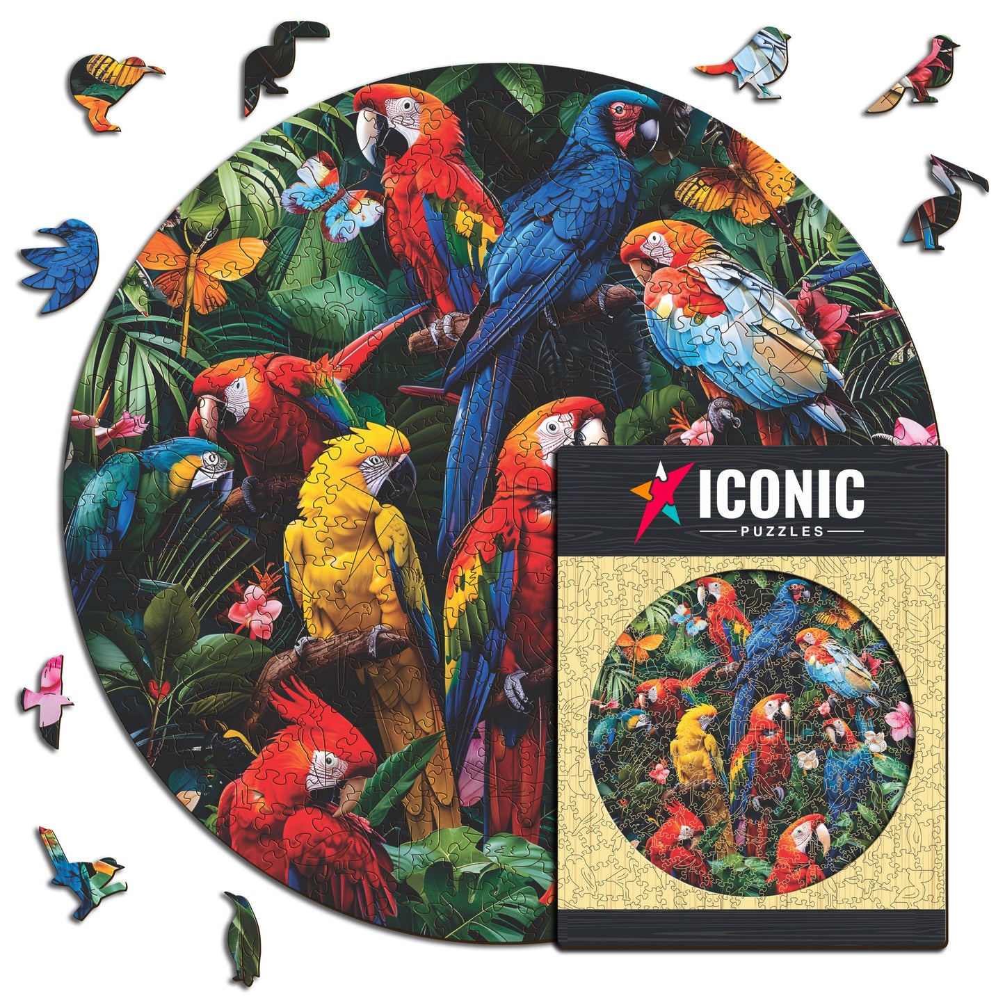 Loros Coloridos - Rompecabezas de Madera