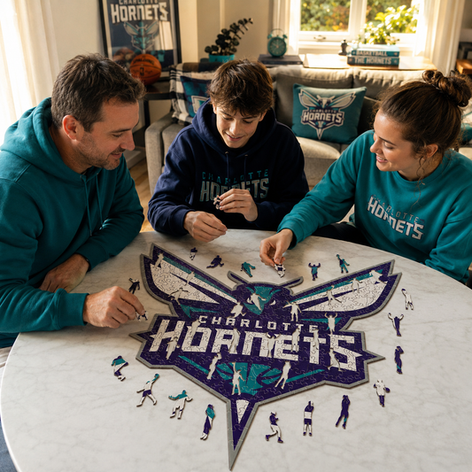 Charlotte Hornets™ Logo Puzle de Madera