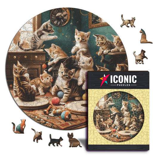 Gatitos Juguetones - Rompecabezas de Madera