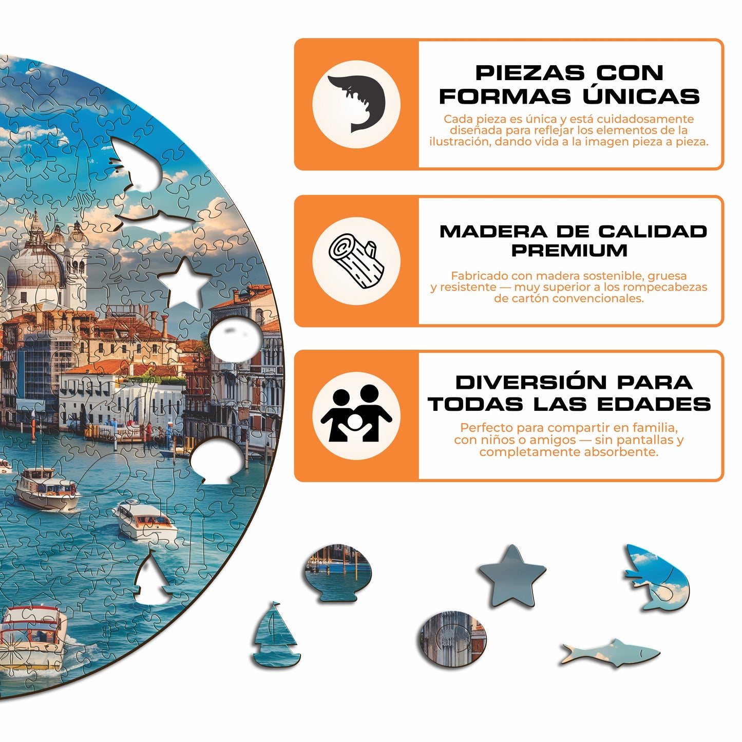 La Hermosa Venecia - Rompecabezas de Madera