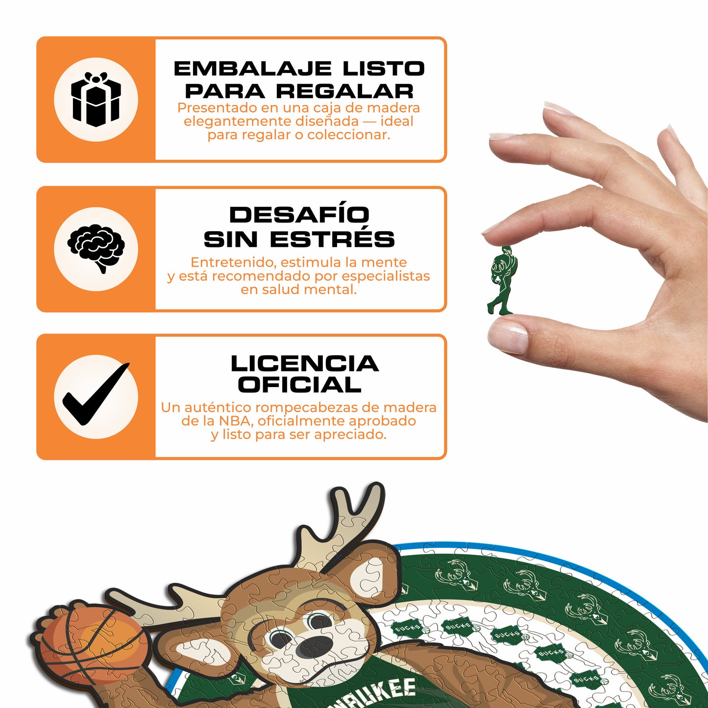 Milwaukee Bucks™ Mascota - Puzzle de Madera
