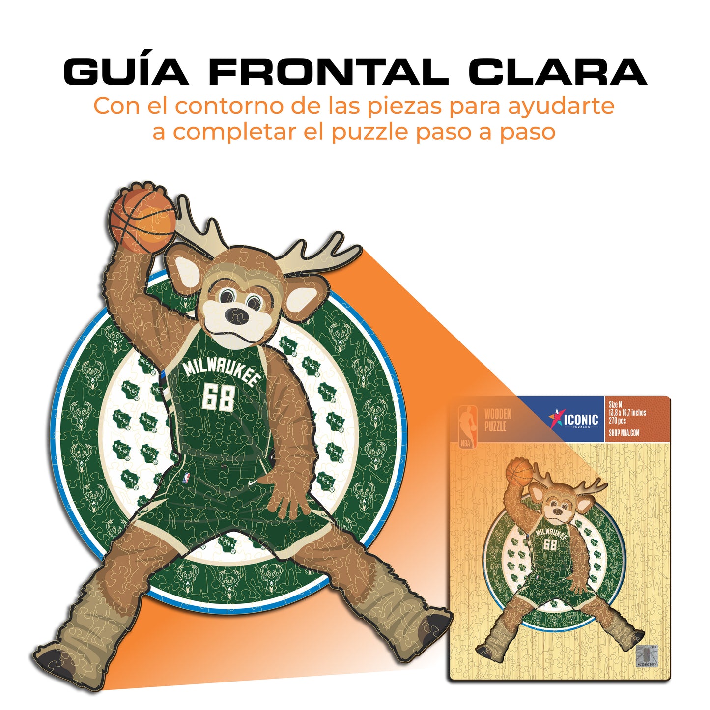 Milwaukee Bucks™ Mascota - Puzzle de Madera