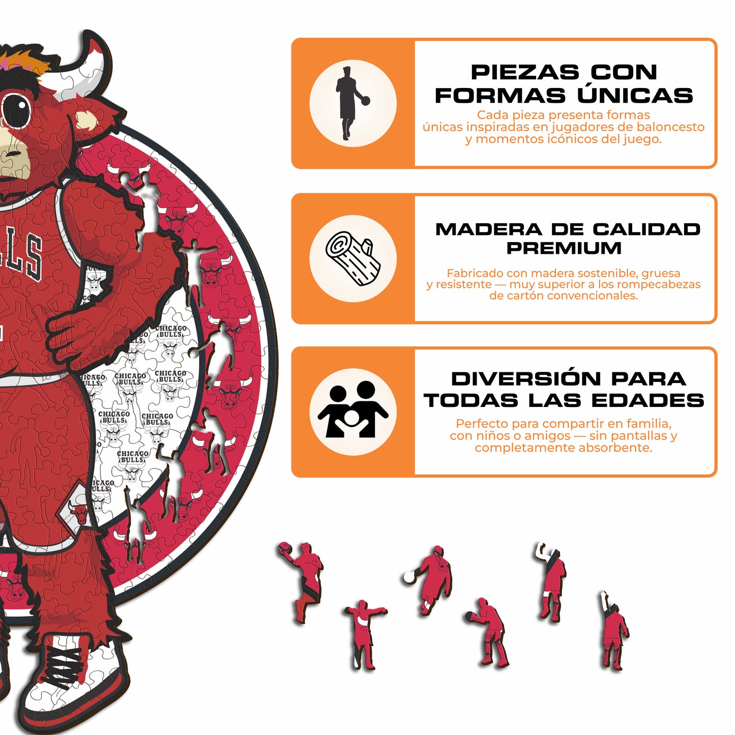 Chicago Bulls™ Mascota - Puzzle de Madera