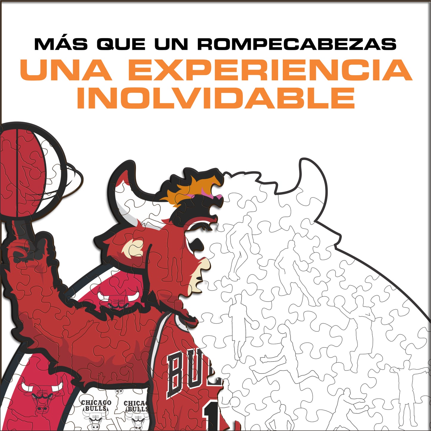 Chicago Bulls™ Mascota - Puzzle de Madera
