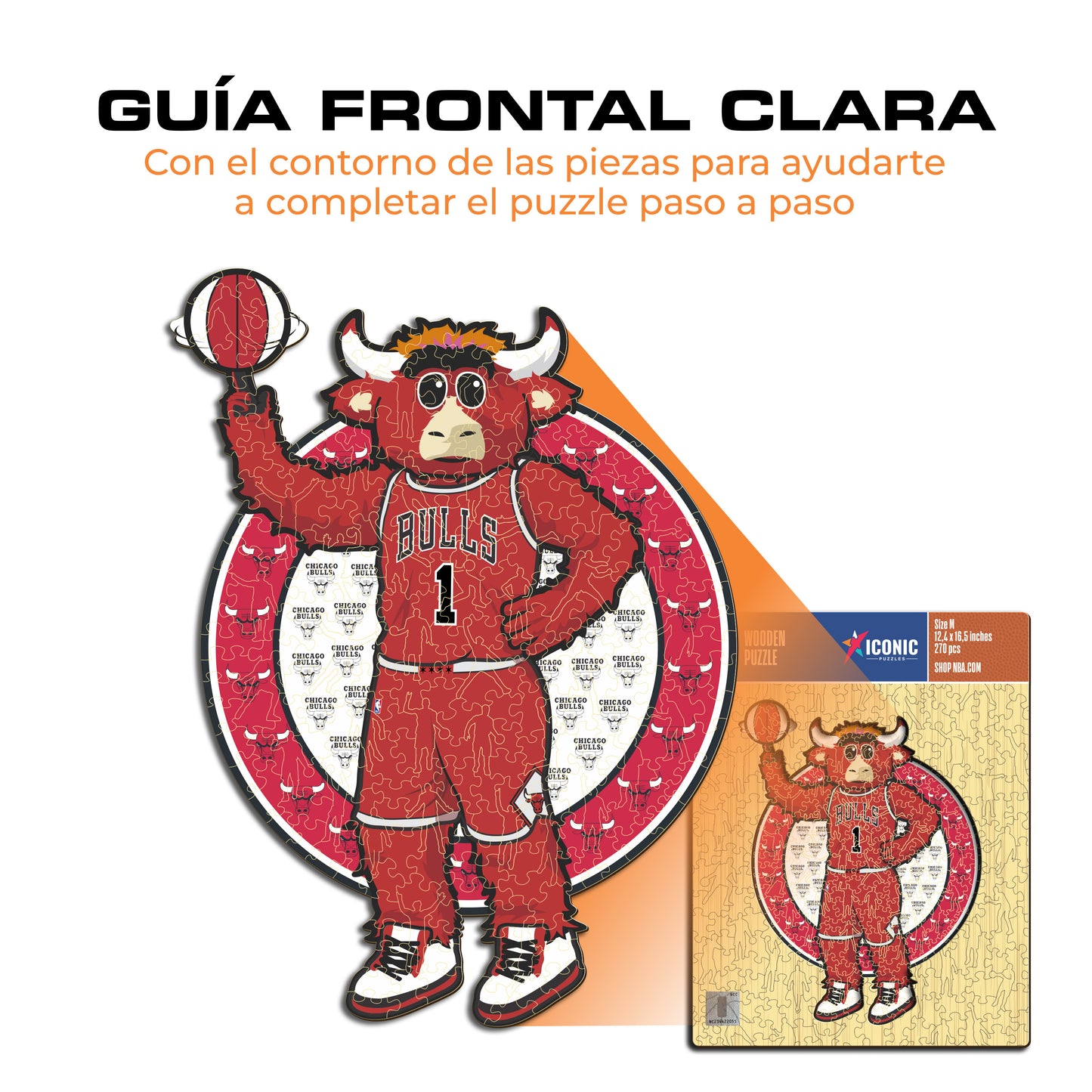 Chicago Bulls™ Mascota - Puzzle de Madera