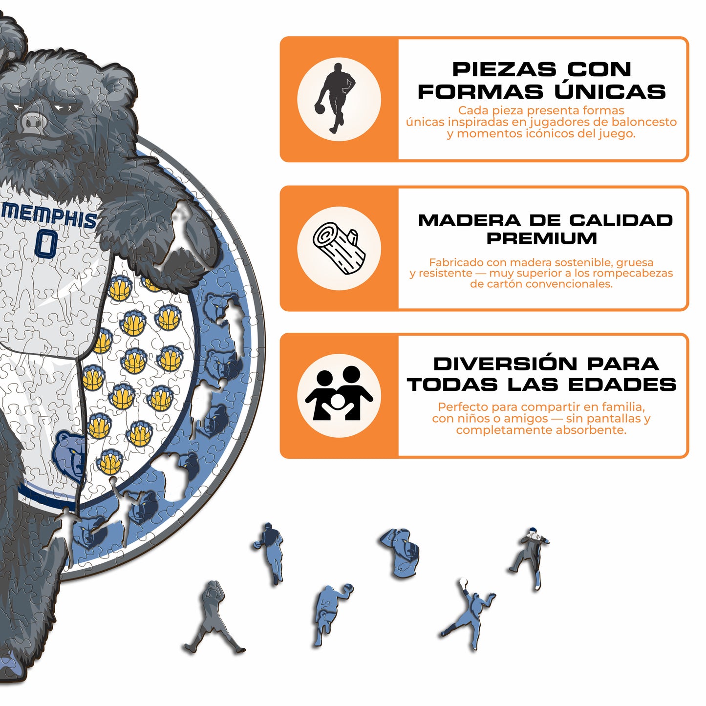 Memphis Grizzlies™ Mascota Puzle de Madera
