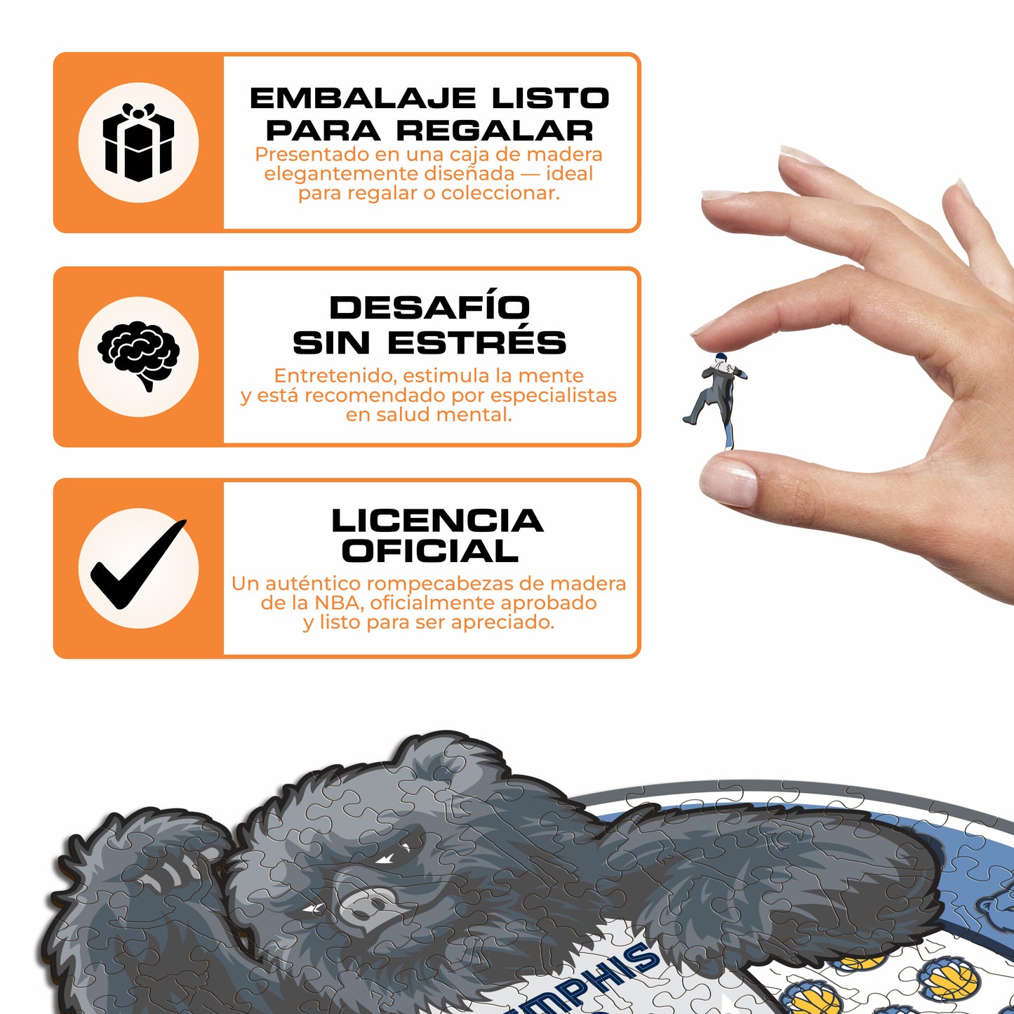 Memphis Grizzlies™ Mascota Puzle de Madera