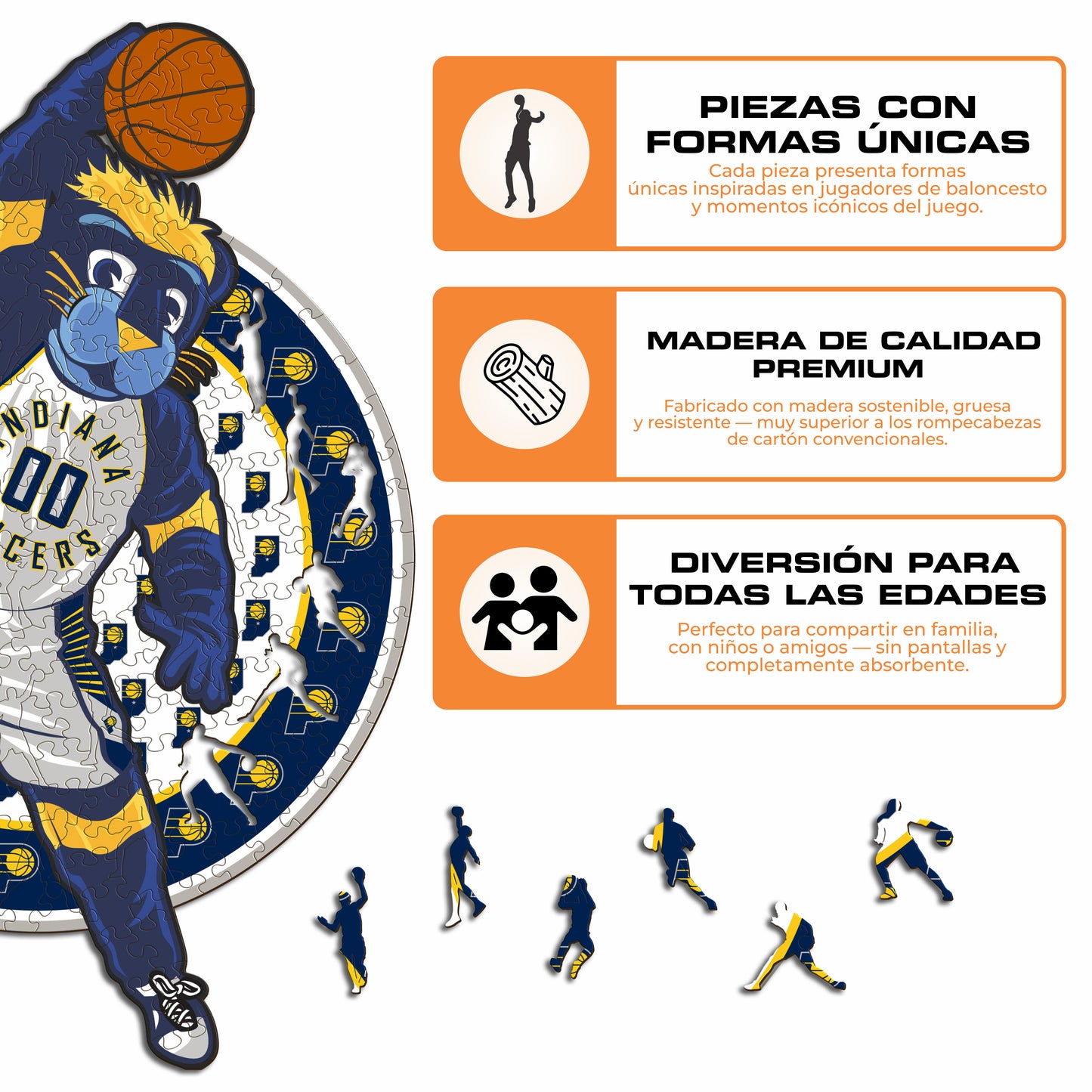 Indiana Pacers™ Mascota Puzle de Madera