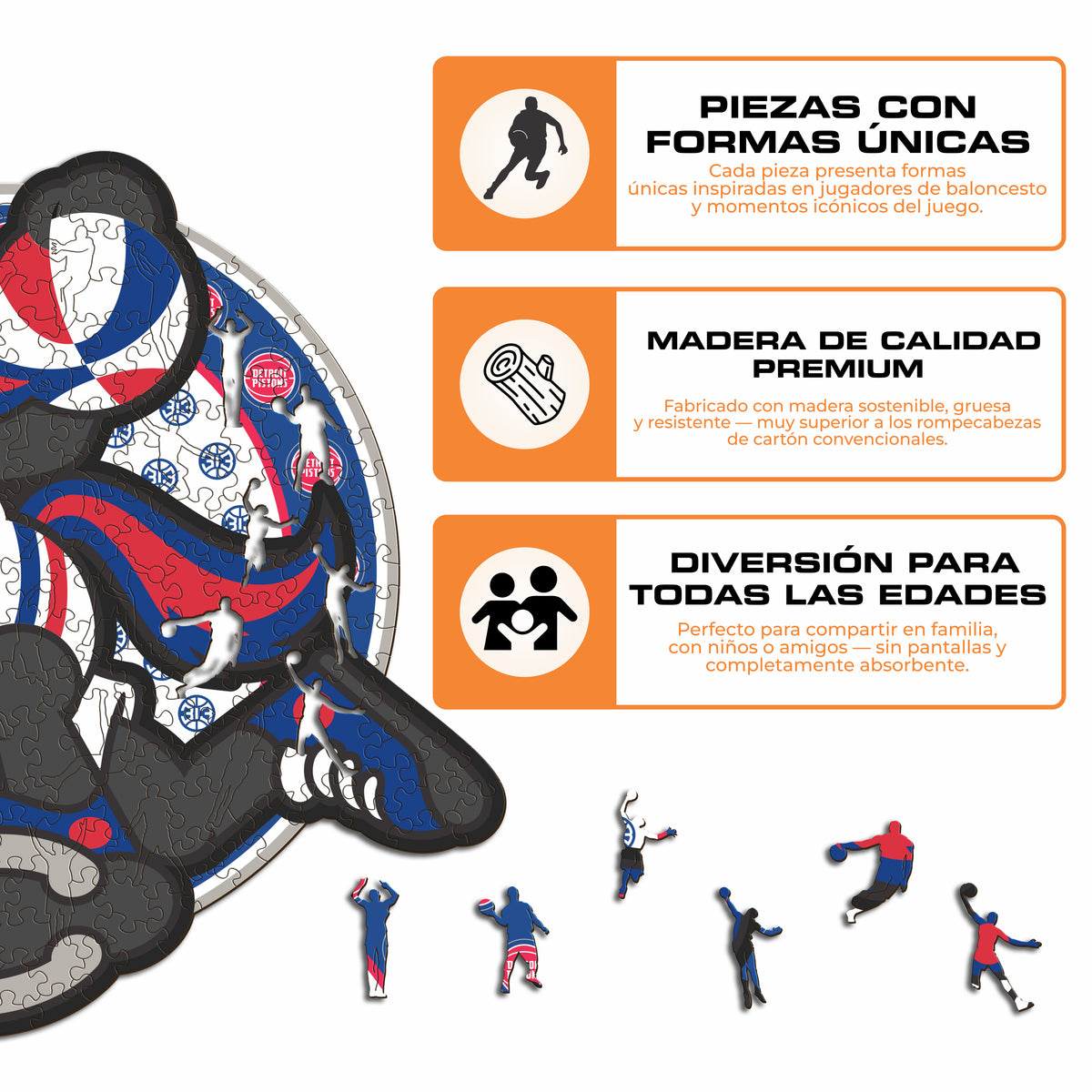 Detroit Pistons™ Mascota Puzle de Madera