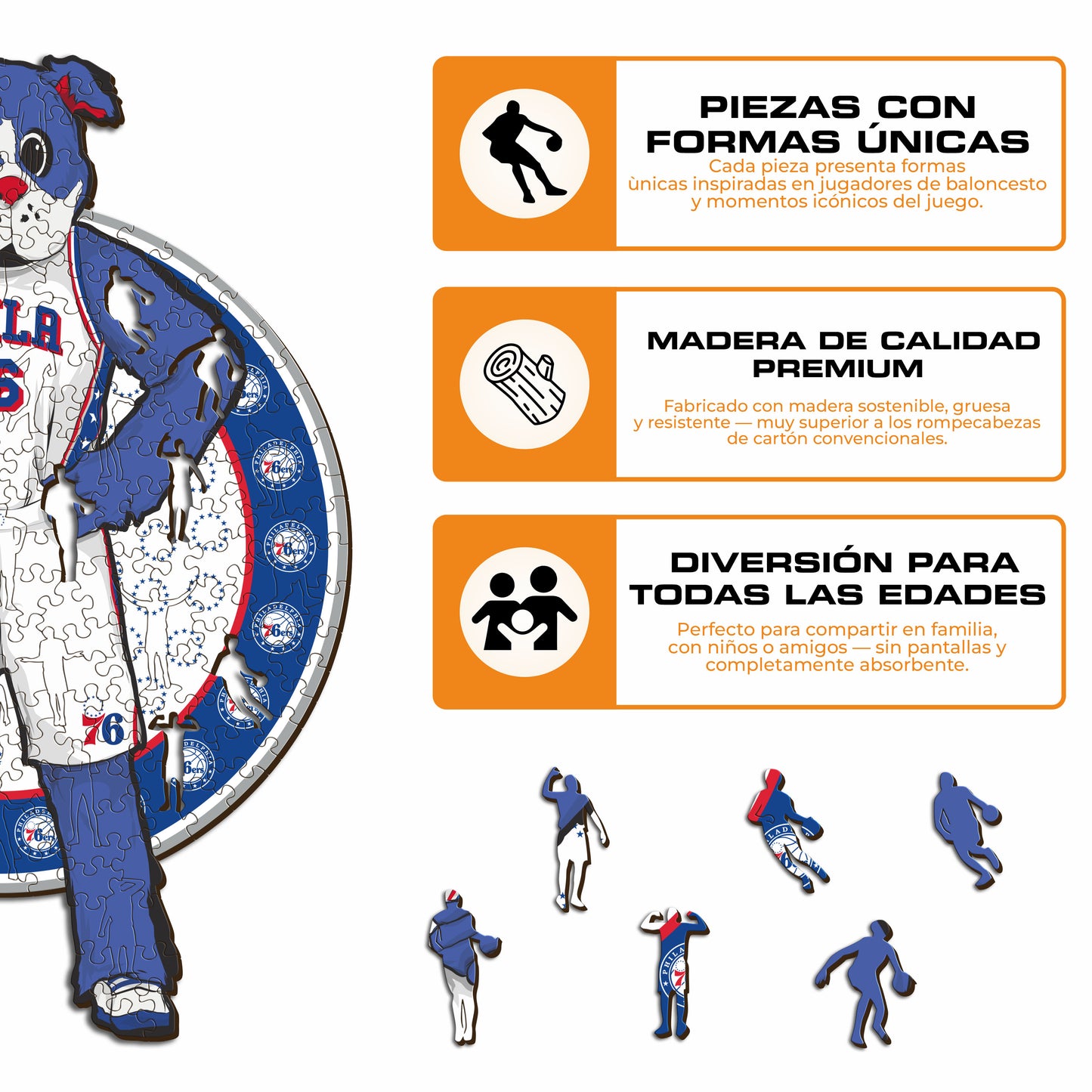 Philadelphia 76ers™ Mascota Puzle de Madera