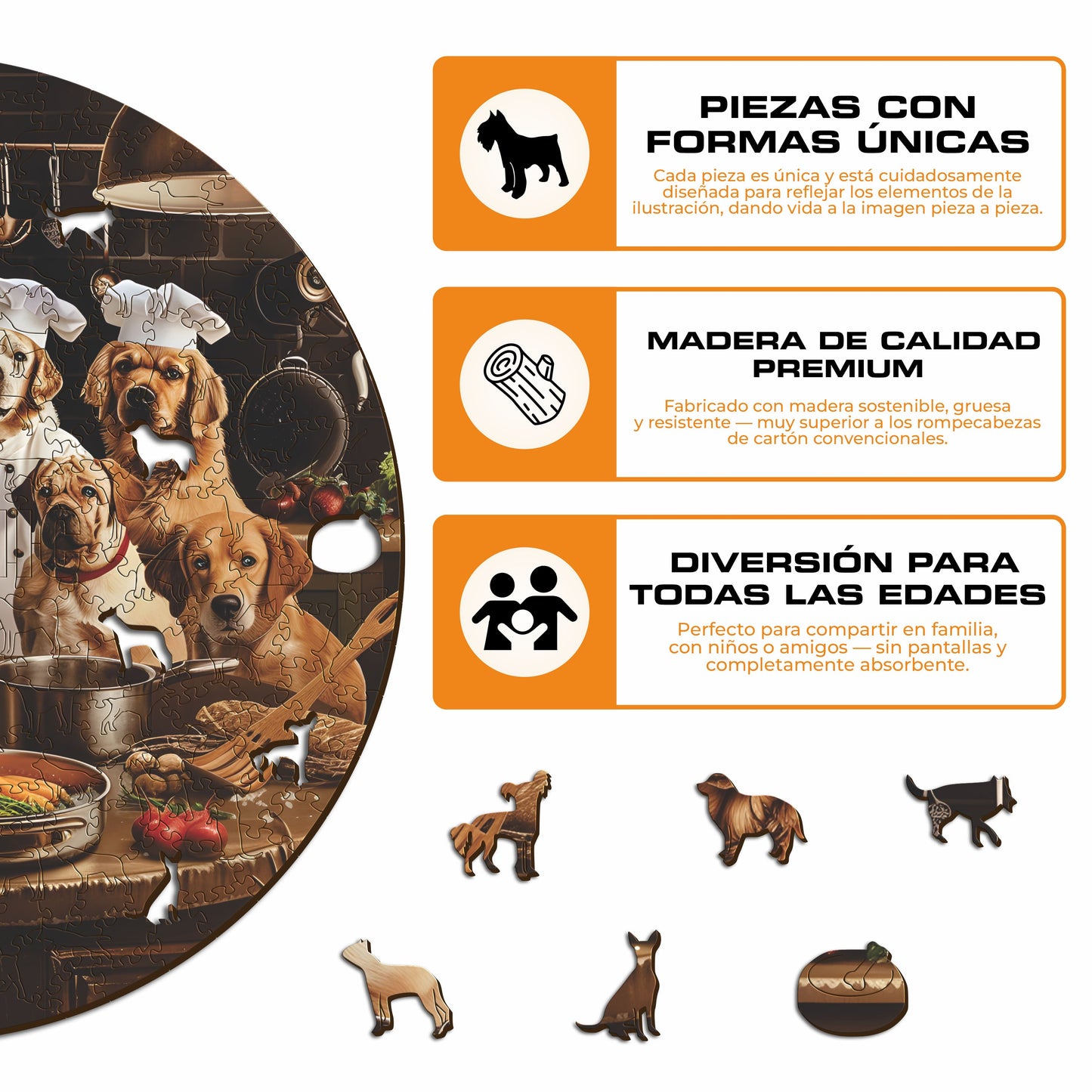 Perros Cocineros - Rompecabezas de Madera
