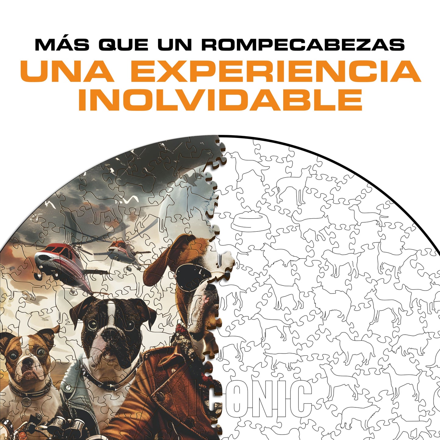 Perros Motociclistas - Rompecabezas de Madera