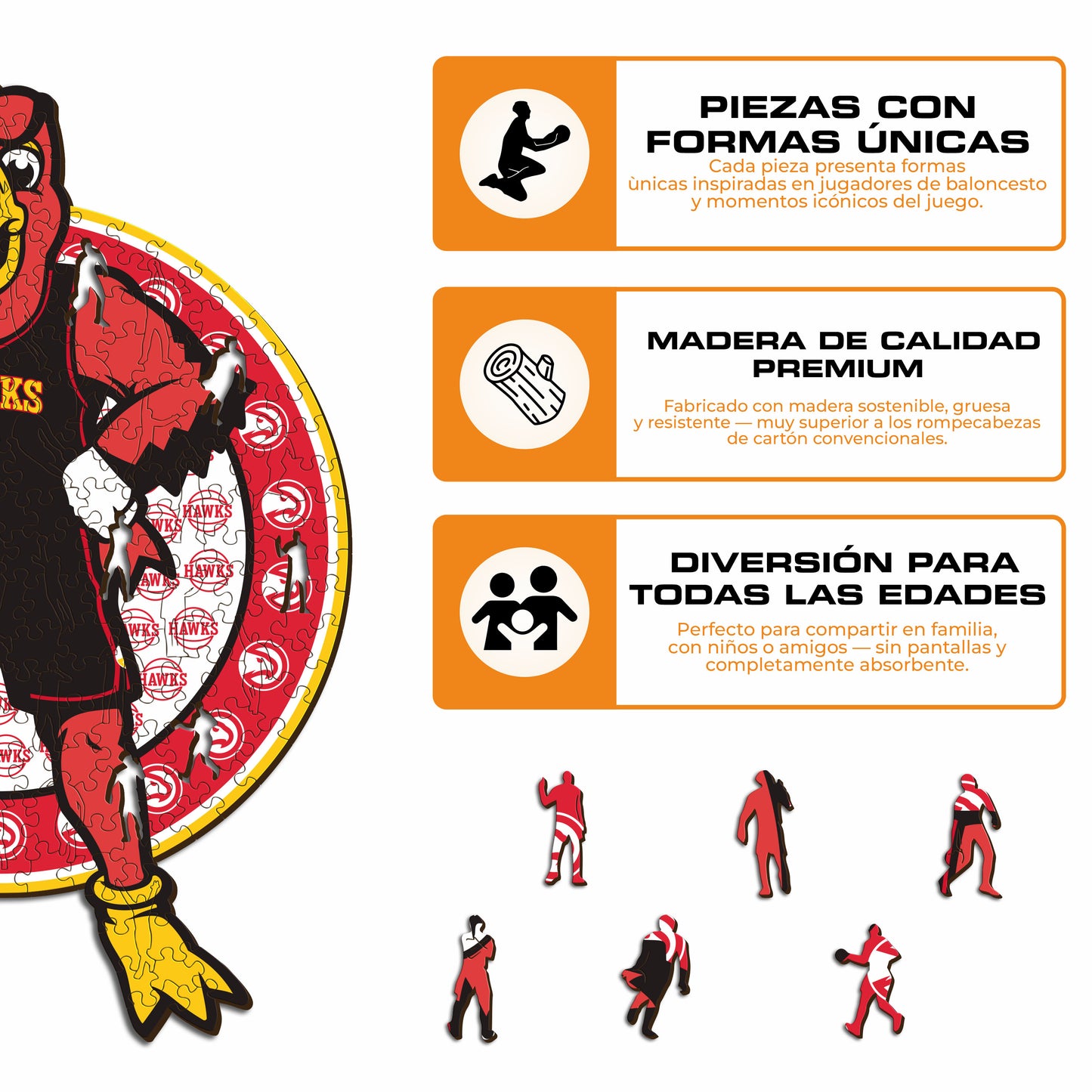 Atlanta Hawks™ Mascota Puzle de Madera