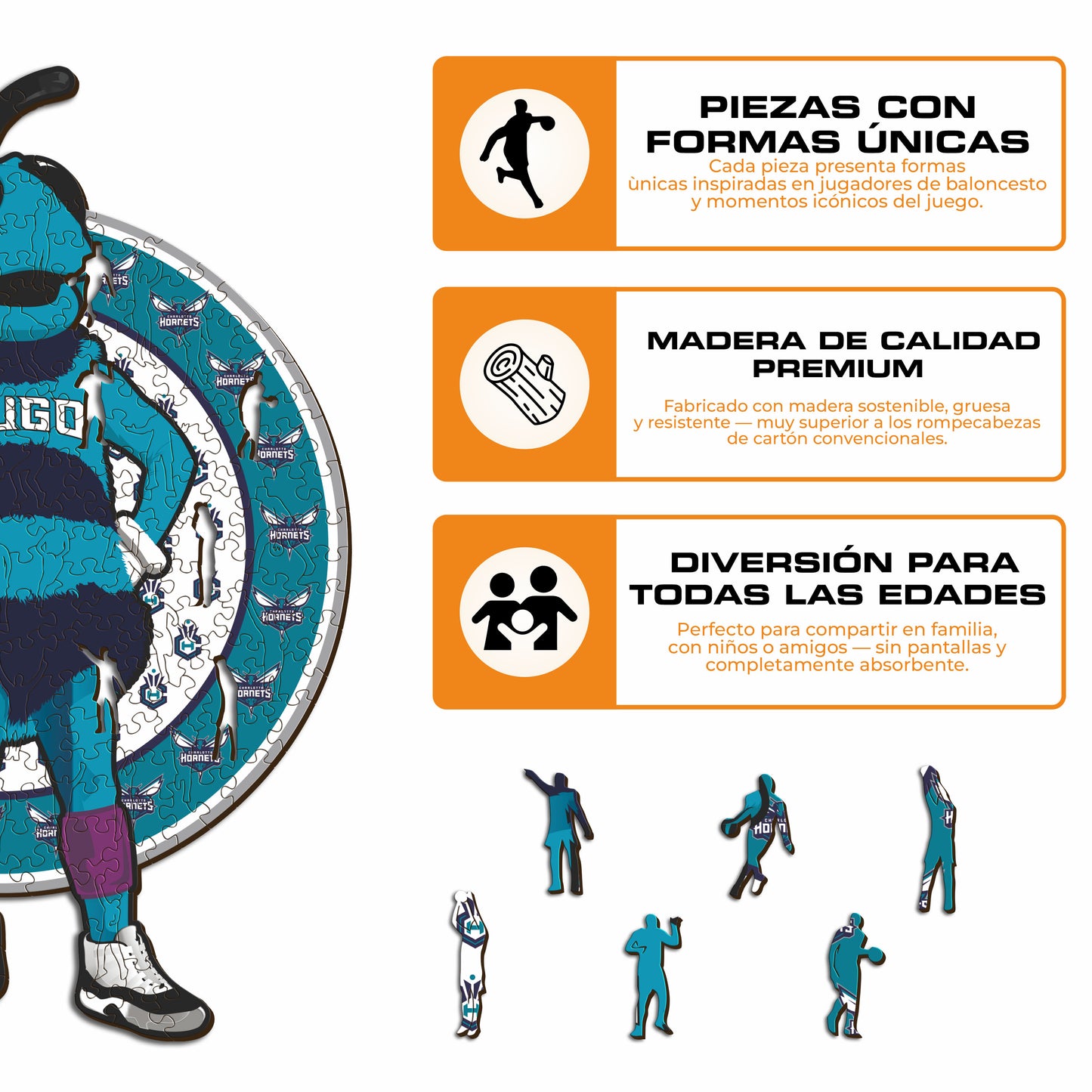 Charlotte Hornets™ Mascota Puzle de Madera
