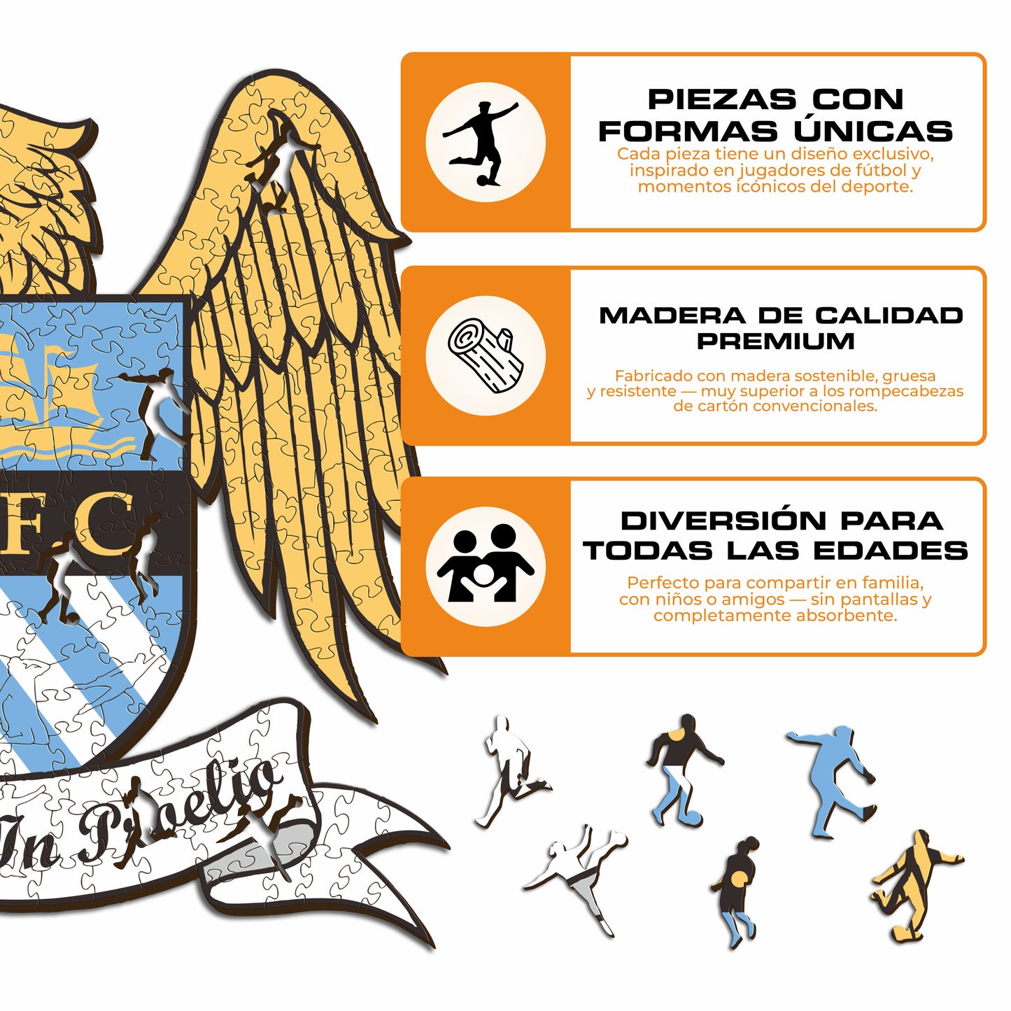 Manchester City FC® Retro Logo - Rompecabezas de Madera