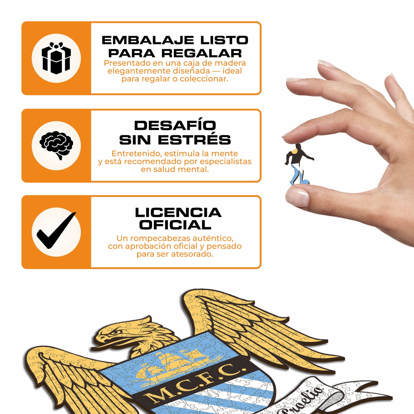 Manchester City FC® Retro Logo - Rompecabezas de Madera