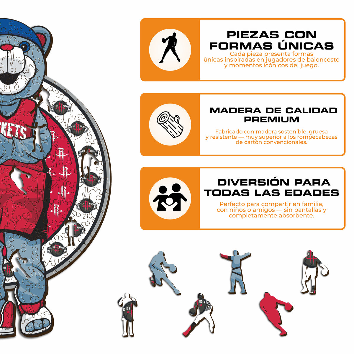 Houston Rockets™ Mascota Puzle de Madera