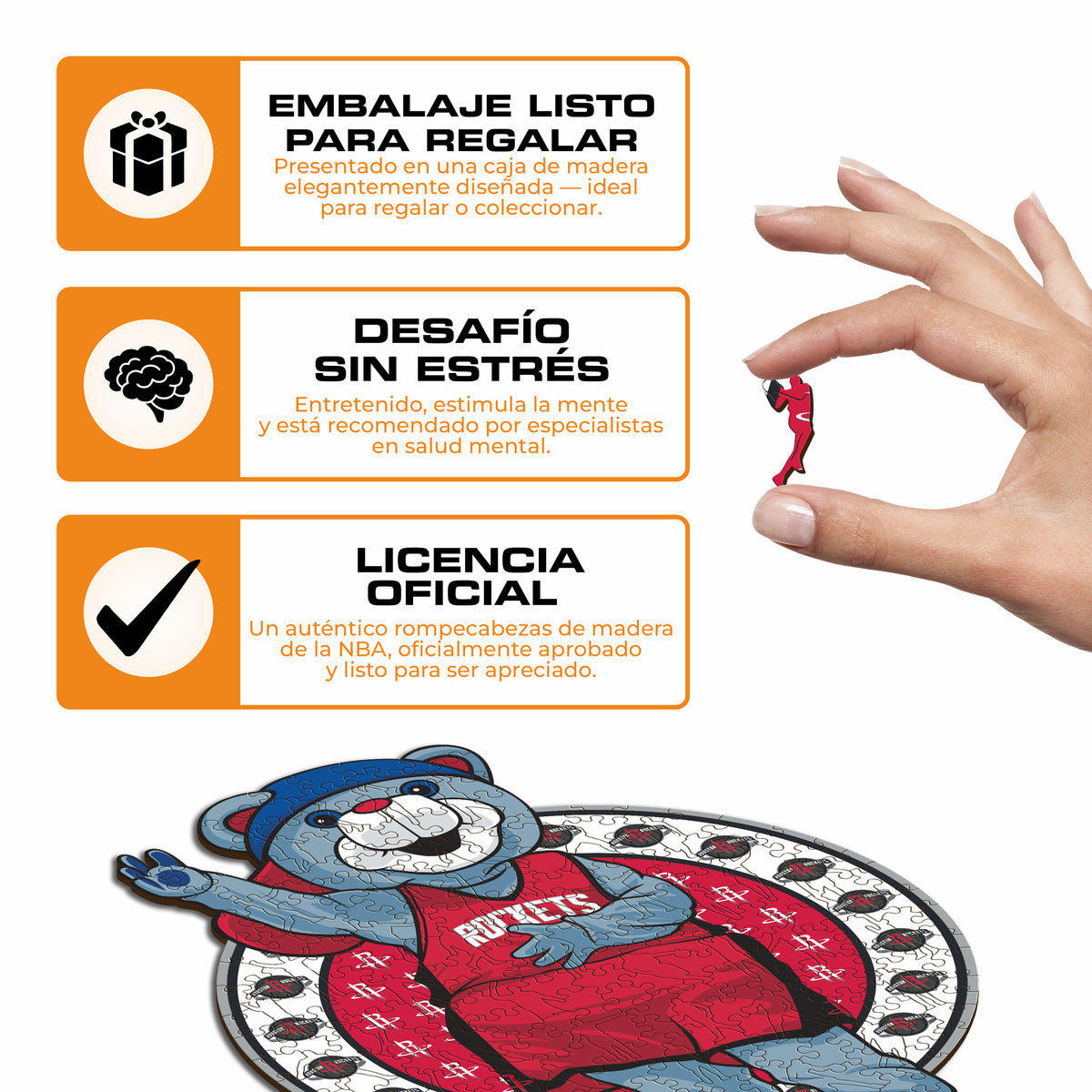 Houston Rockets™ Mascota Puzle de Madera