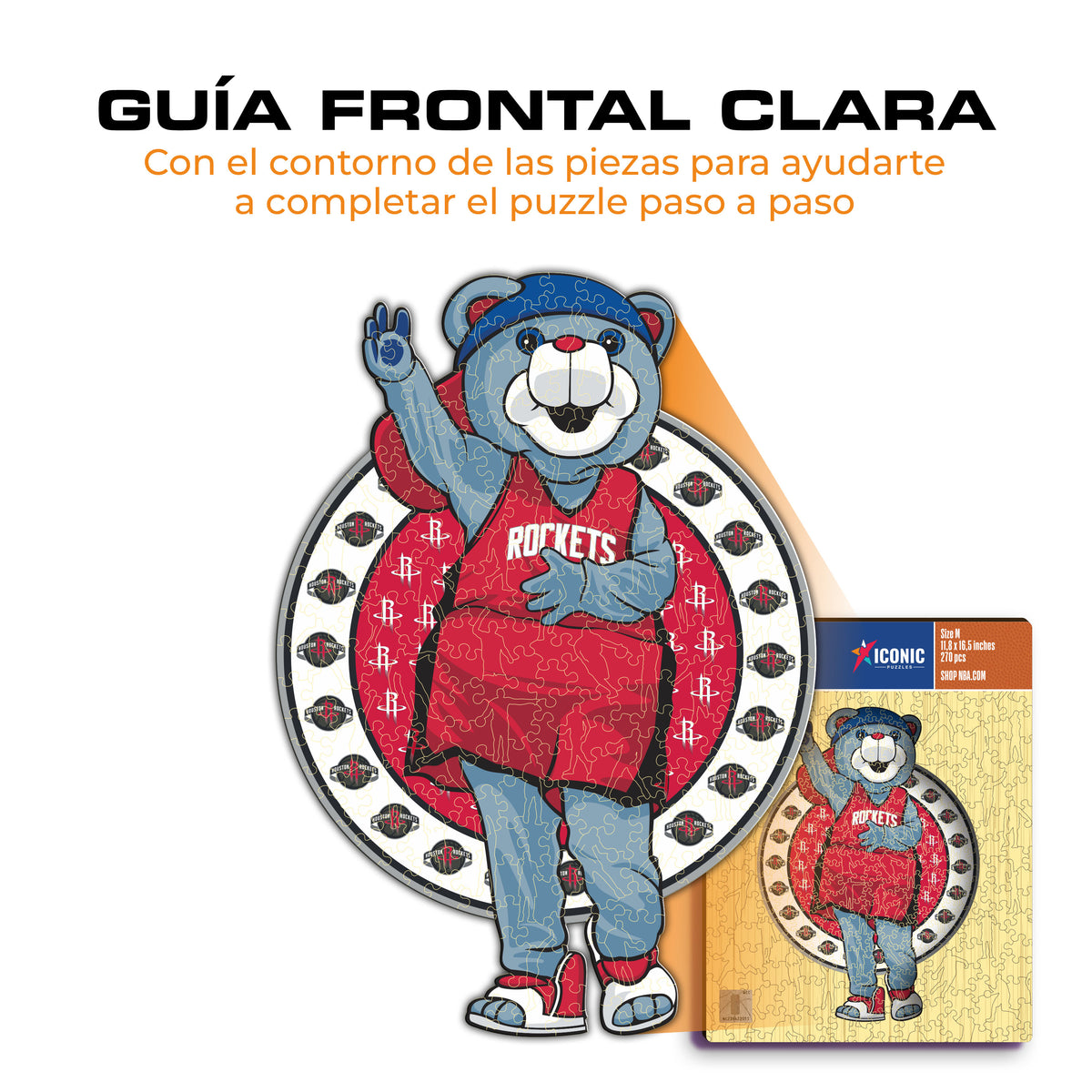 Houston Rockets™ Mascota Puzle de Madera