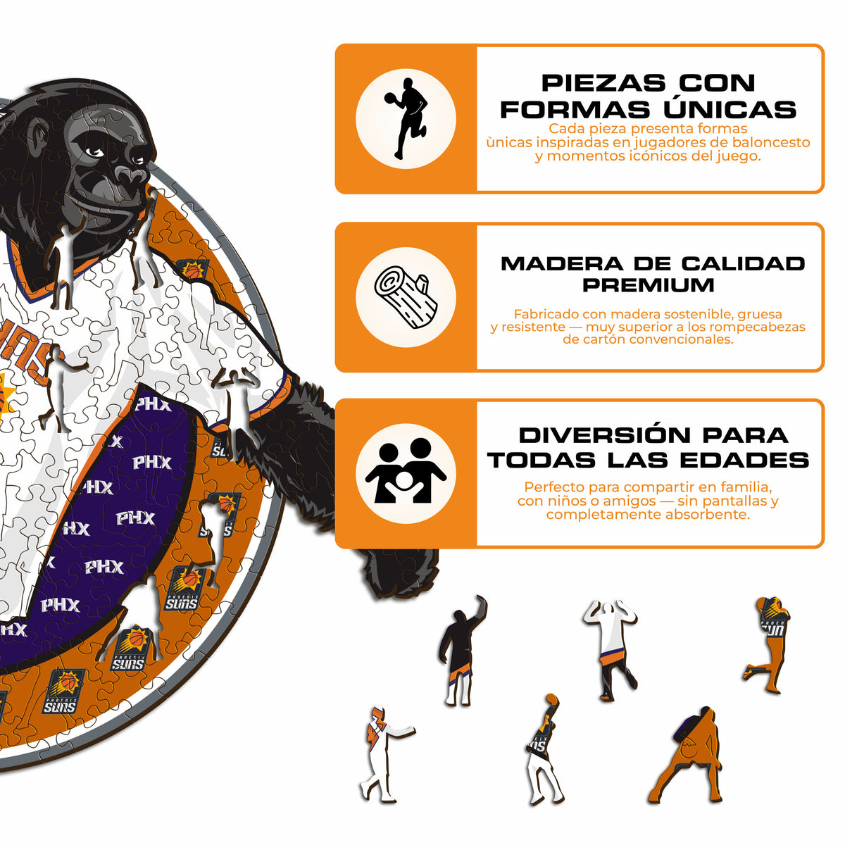 Phoenix Suns™ Mascota Puzle de Madera